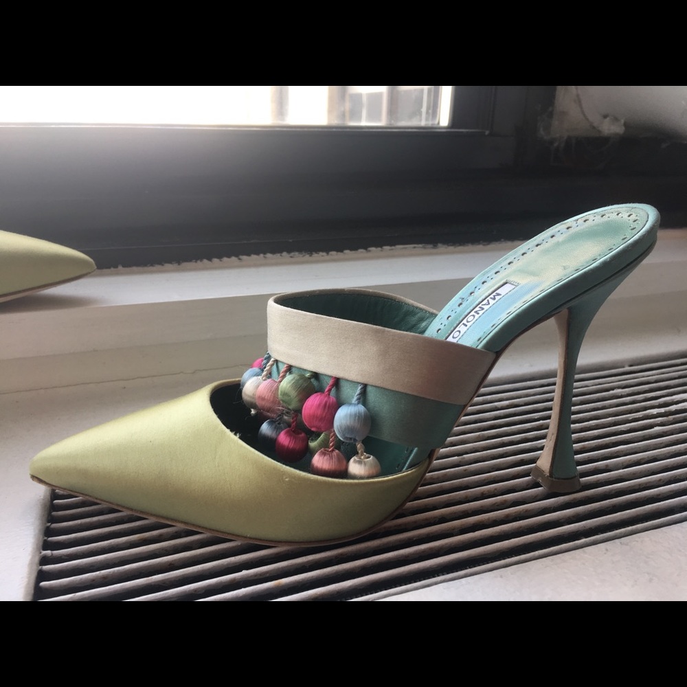 Manolo Blahnik Satin Slide Heels